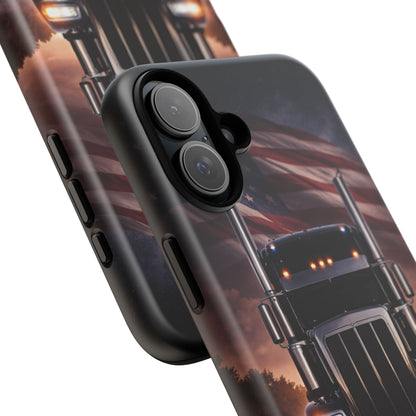 Semi Truck Phone Case American Flag Big Rig Trucker Gift iPhone Samsung