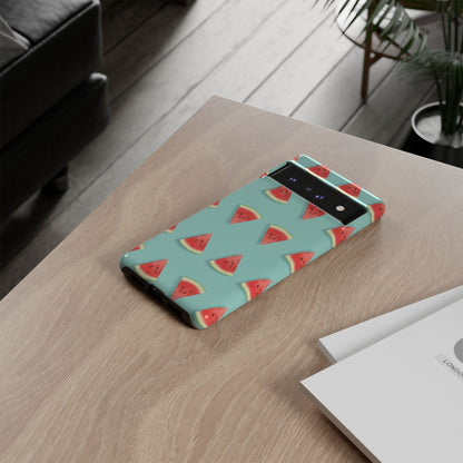 Watermelon Phone Case – Pastel Blue Summer Fruit Tough Case (iPhone, Samsung, Pixel)