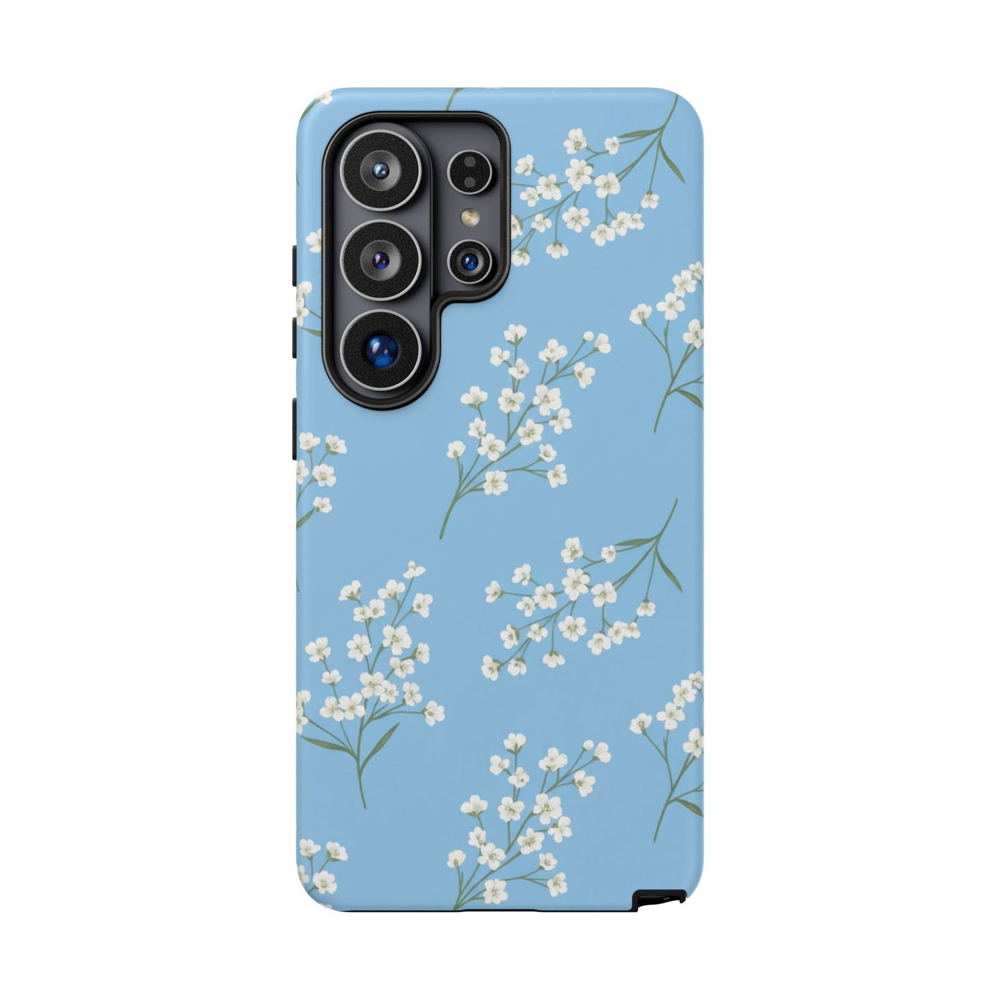 Baby’s Breath Floral Phone Case – Blue Minimal Flower Aesthetic Tough Case