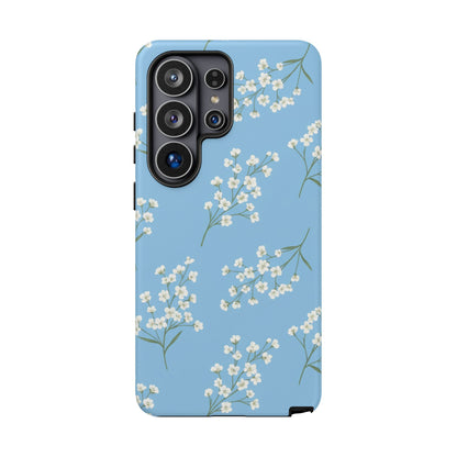 Baby’s Breath Floral Phone Case – Blue Minimal Flower Aesthetic Tough Case