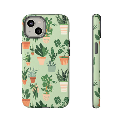 Plant Lover Phone Case | Cute Potted Plants Pattern | Botanical Aesthetic Tough Case