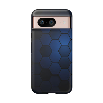 Blue Hexagon Gradient Phone Case | Honeycomb Geometric Tech Aesthetic | Minimalist Tough Case for iPhone & Samsung