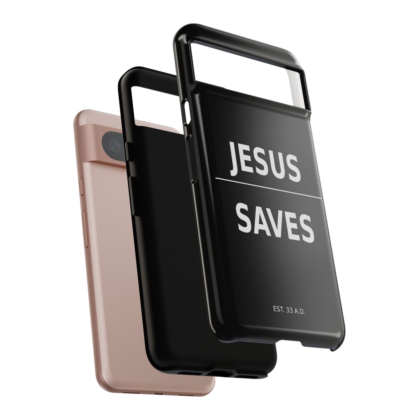 Jesus Saves Phone Case Christian Religious Minimalist Black Tough Cover
