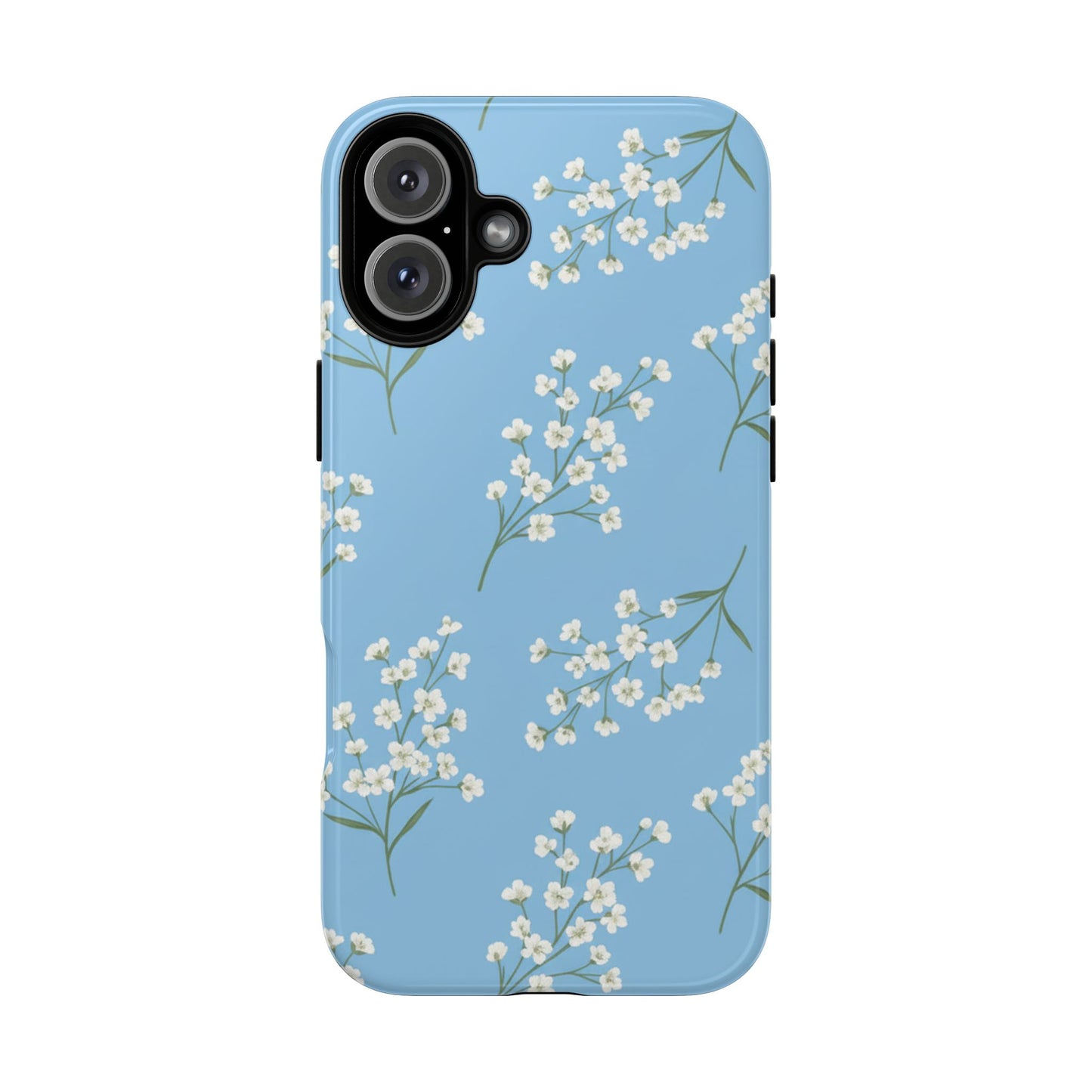 Baby’s Breath Floral Phone Case – Blue Minimal Flower Aesthetic Tough Case