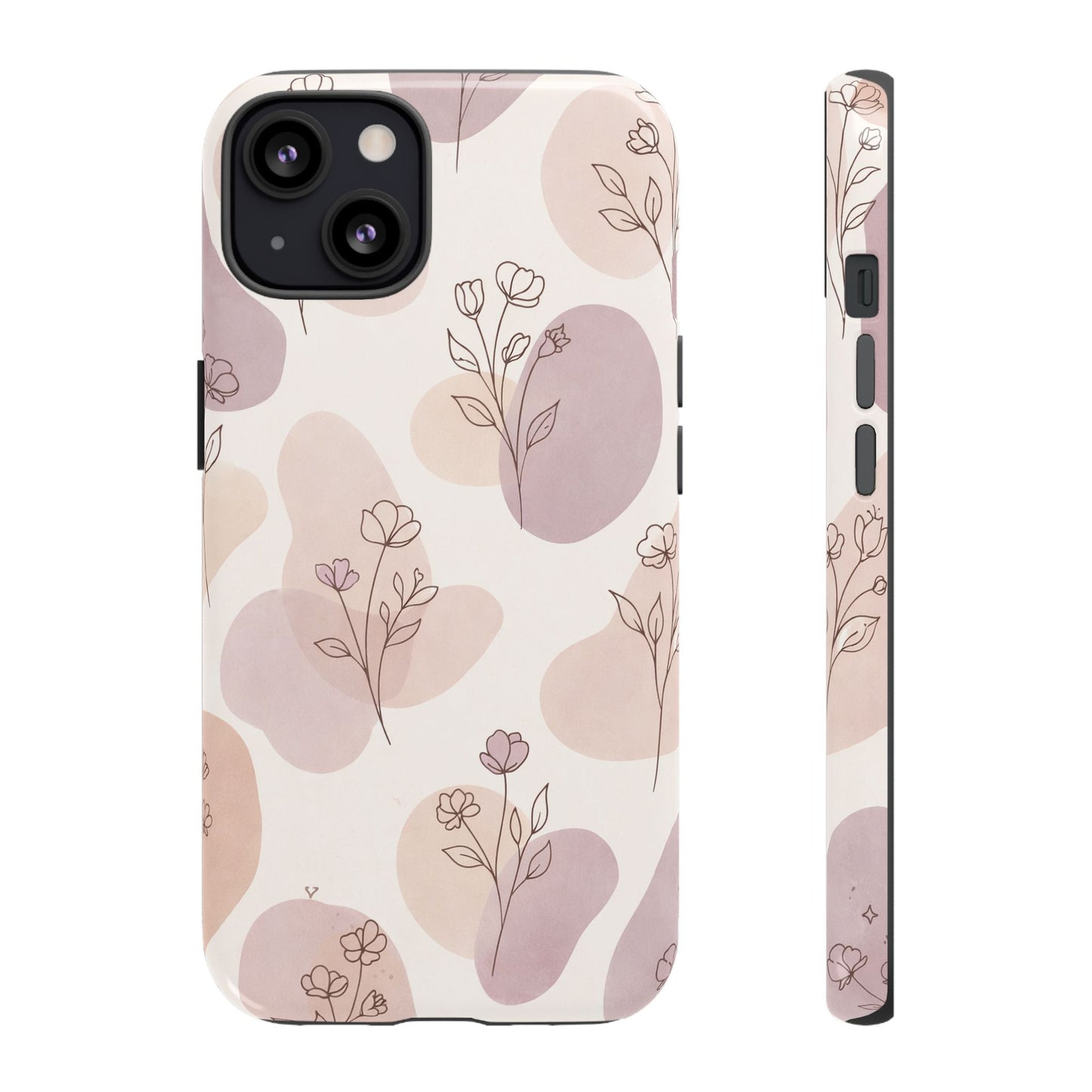 Blush Floral Phone Case Neutral Botanical Watercolor Tough Cover