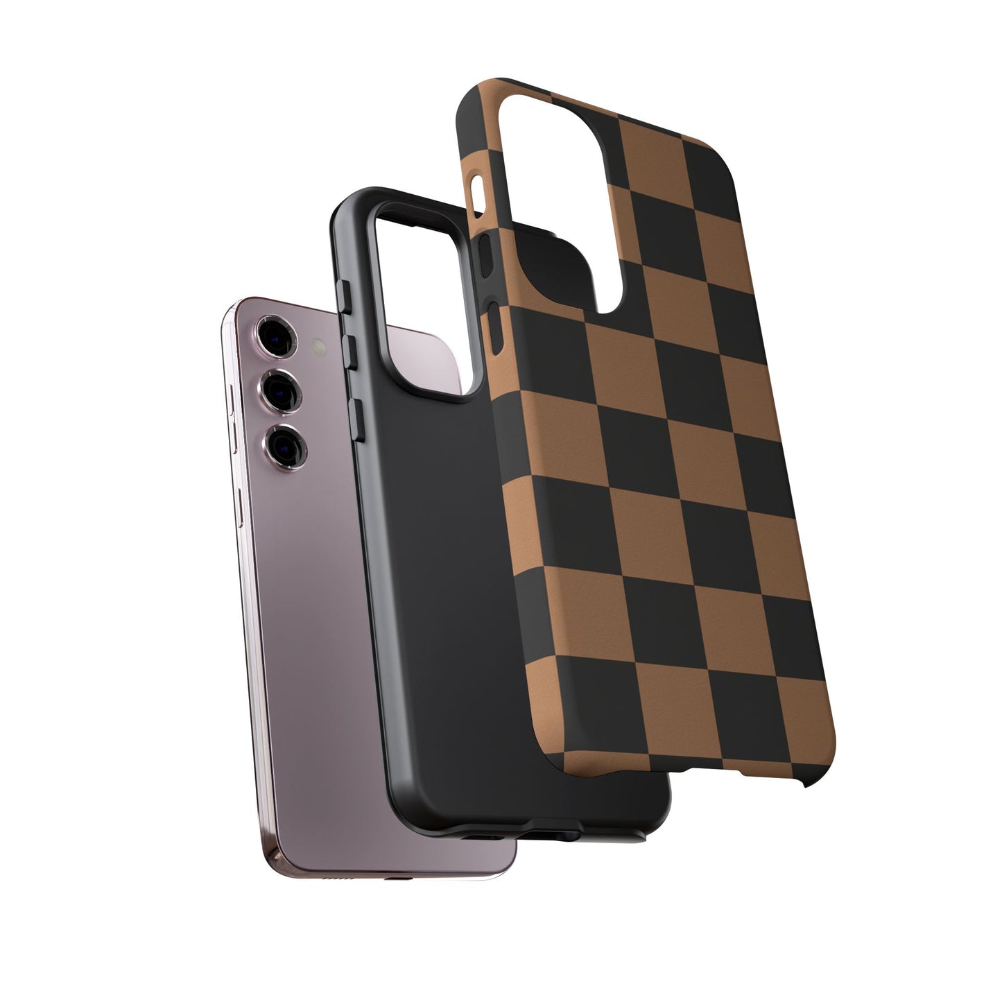 Brown Checkered Phone Case | Aesthetic Checkerboard iPhone & Samsung Tough Case