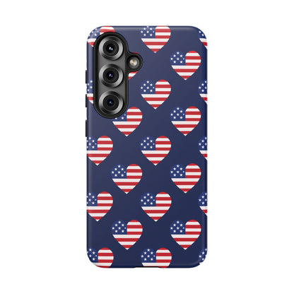 Patriotic American Flag Heart Phone Case – Tough Shockproof, USA Stars & Stripes for Iphone, Samsung Galaxy and Pixel