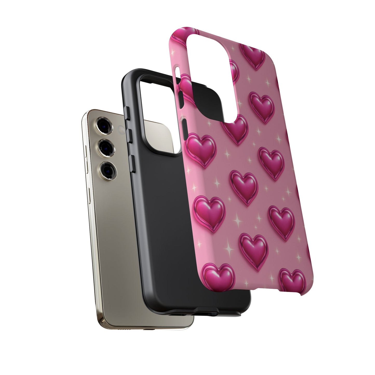 Pink Heart Pattern Phone Case | Tough Protective Case for Iphone, Samsung Galaxy and Pixel