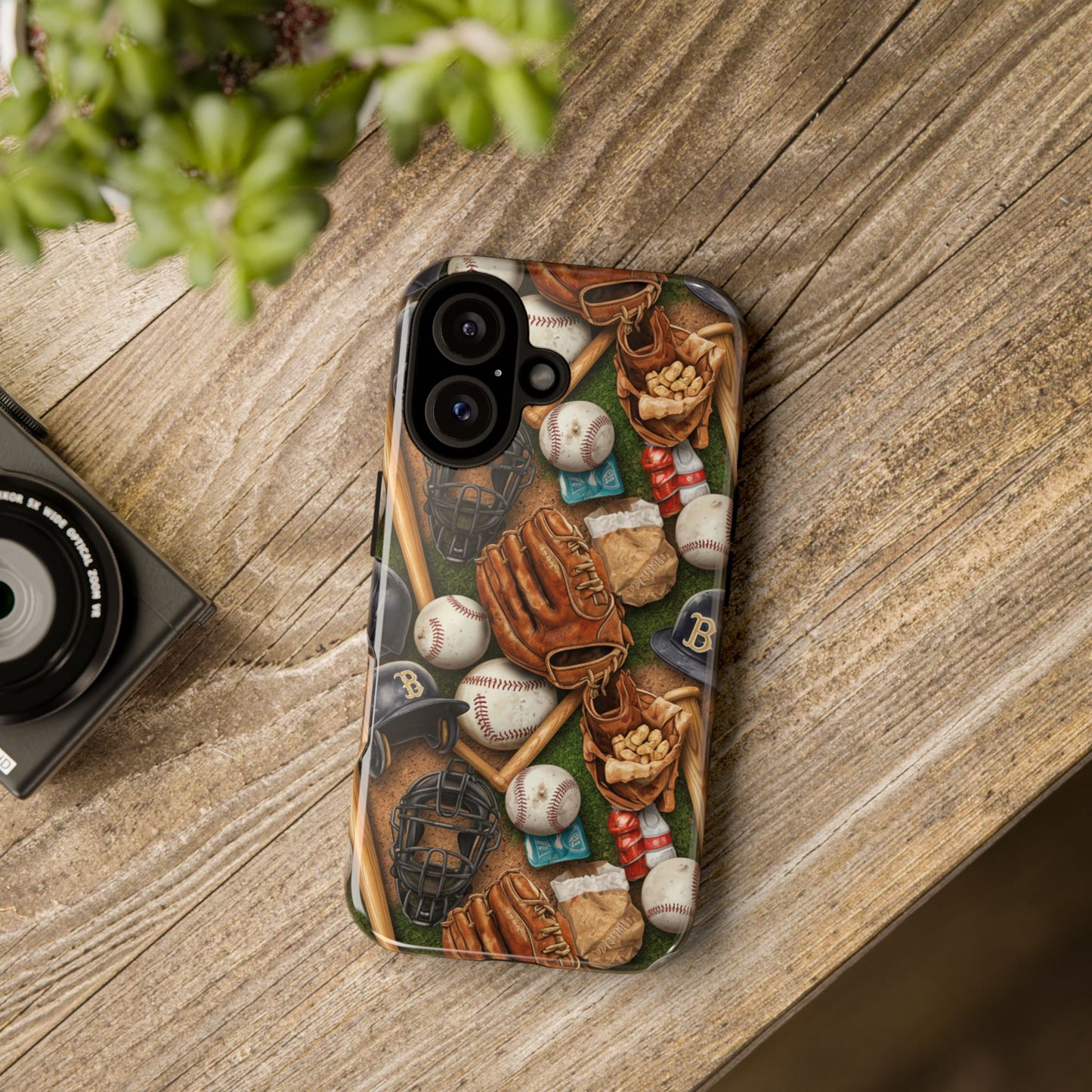 Baseball Gear Collage Phone Case – Vintage Baseball Equipment Sports Tough Case