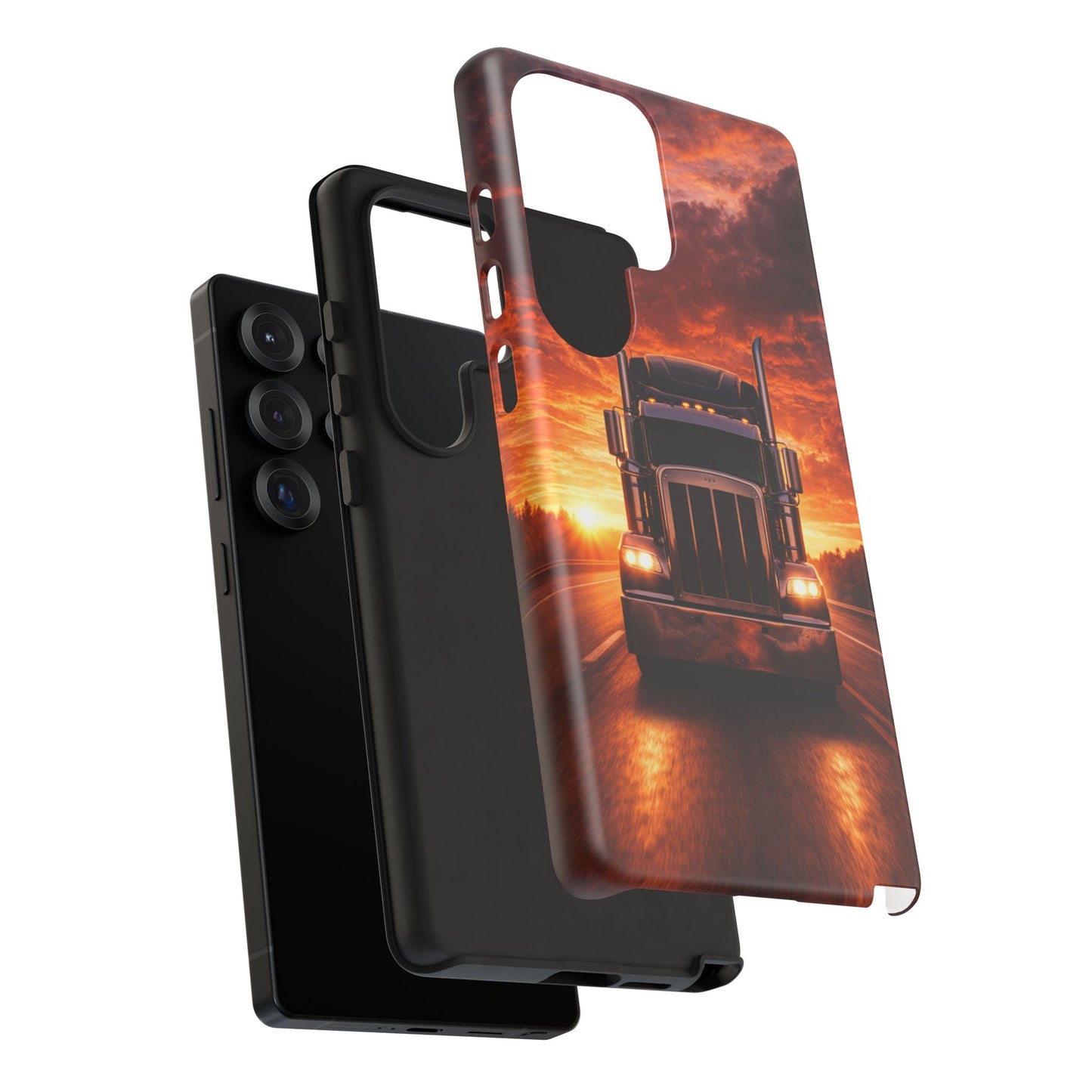 Big Rig Truck Phone Case Sunset Highway Semi Truck iPhone Samsung Cover