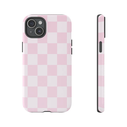 Pink Checkerboard Phone Case | Aesthetic Tough Protective Case