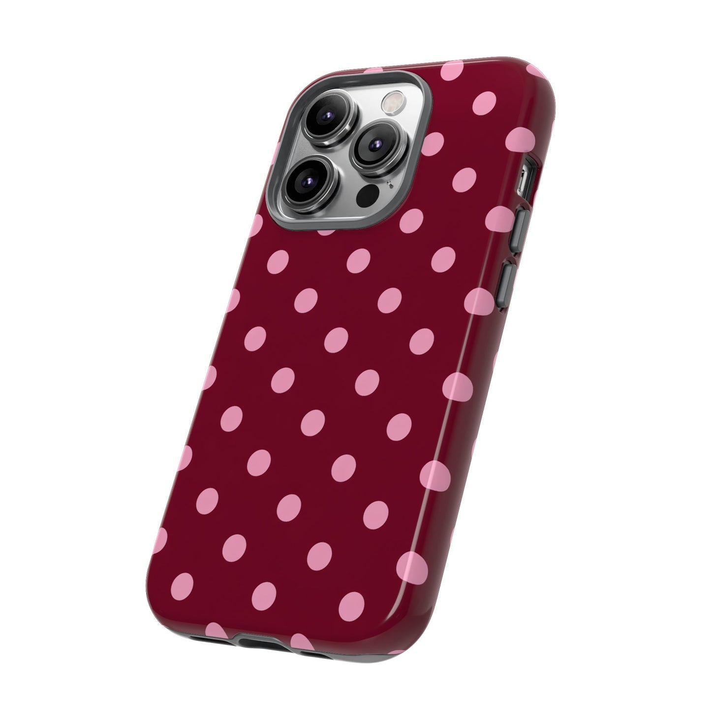 Pink Polka Dot Phone Case – Cute Aesthetic Tough Protective Phone Cover for Iphone, Samsung Galaxy and Pixel