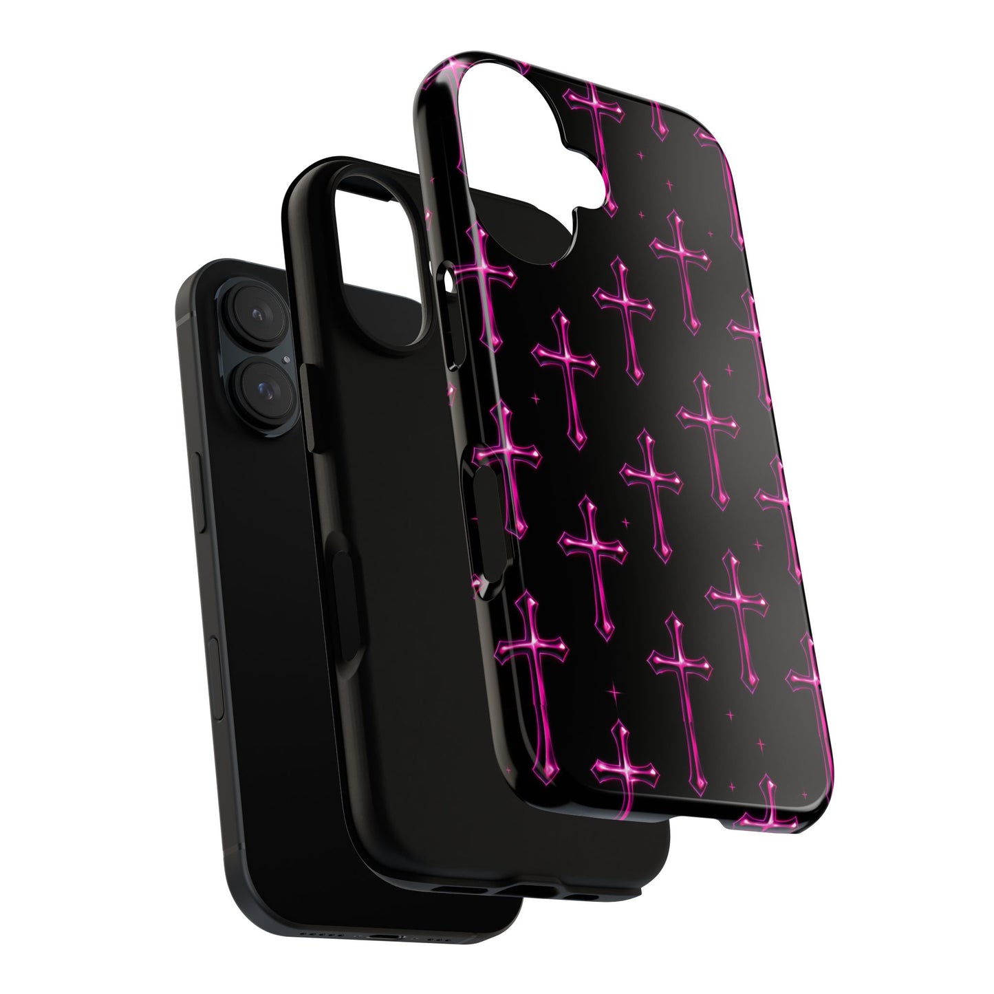 Neon Pink Cross Pattern Phone Case | Tough Protective Case for Iphone, Samsung Galaxy and Pixel