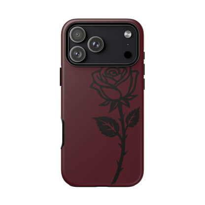 Black Rose Burgundy iPhone Case | Dark Aesthetic Shockproof Protective Cover