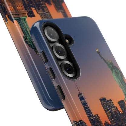 Statue of Liberty Sunset Phone Case – New York City Skyline Travel Aesthetic Tough Case