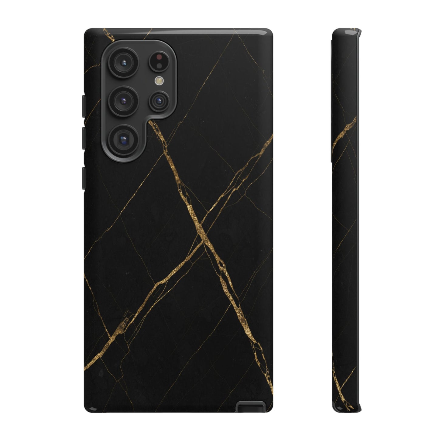 Black Marble Phone Case with Gold Veins – Luxury Minimal Aesthetic Tough Case