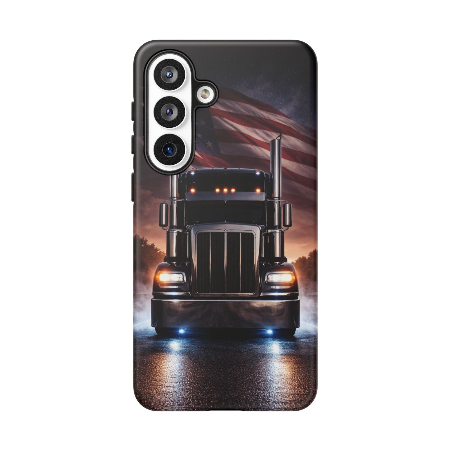Semi Truck Phone Case American Flag Big Rig Trucker Gift iPhone Samsung