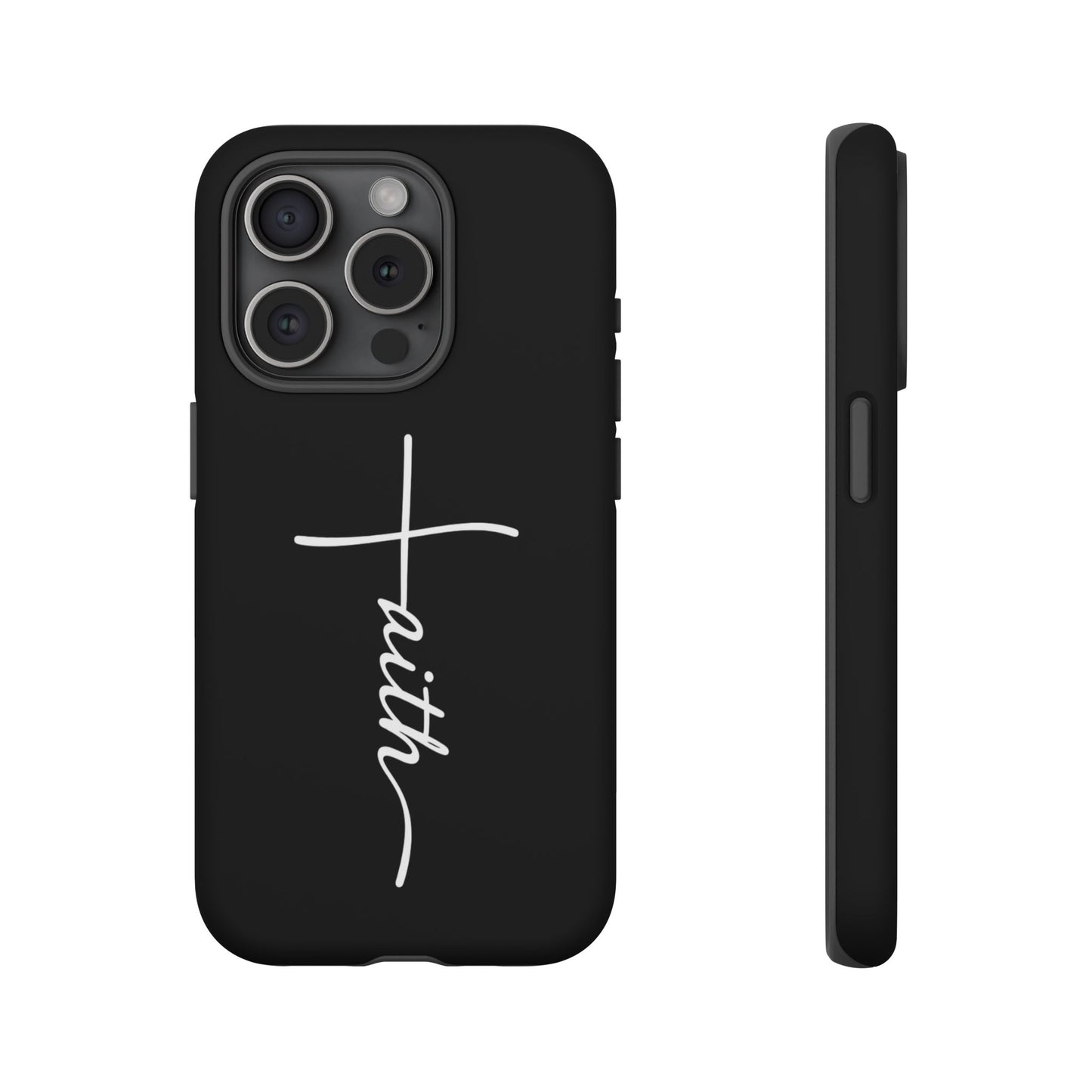 Faith Cross Phone Case, Christian Aesthetic Minimalist Black Matte Case, Religious Gift iPhone Samsung Cover