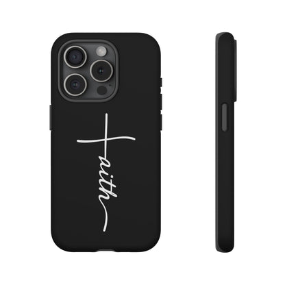 Faith Cross Phone Case, Christian Aesthetic Minimalist Black Matte Case, Religious Gift iPhone Samsung Cover