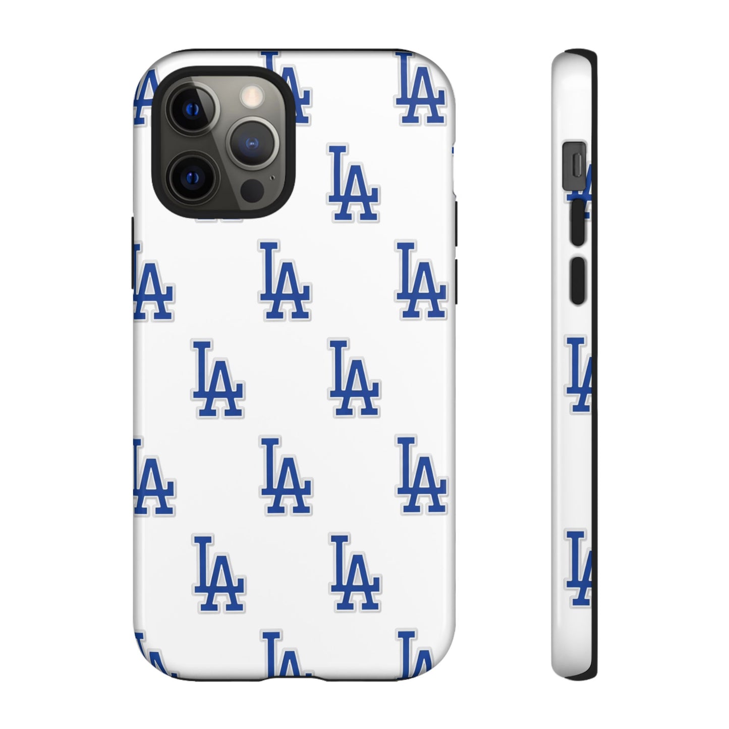 Blue LA Monogram Pattern Phone Case | Minimal Baseball Inspired Tough Cover