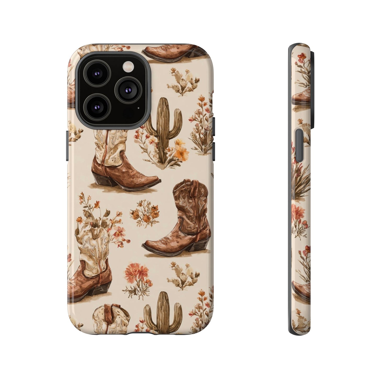 Cowboy Boots Western Phone Case Rustic Cowgirl Cactus Floral iPhone Samsung Pixel