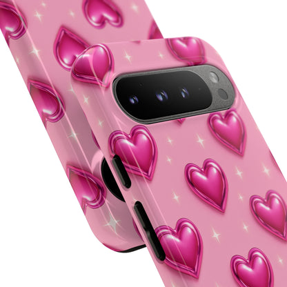 Pink Heart Pattern Phone Case | Tough Protective Case for Iphone, Samsung Galaxy and Pixel