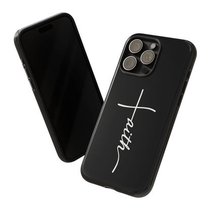 Faith Cross Phone Case, Christian Aesthetic Minimalist Black Matte Case, Religious Gift iPhone Samsung Cover