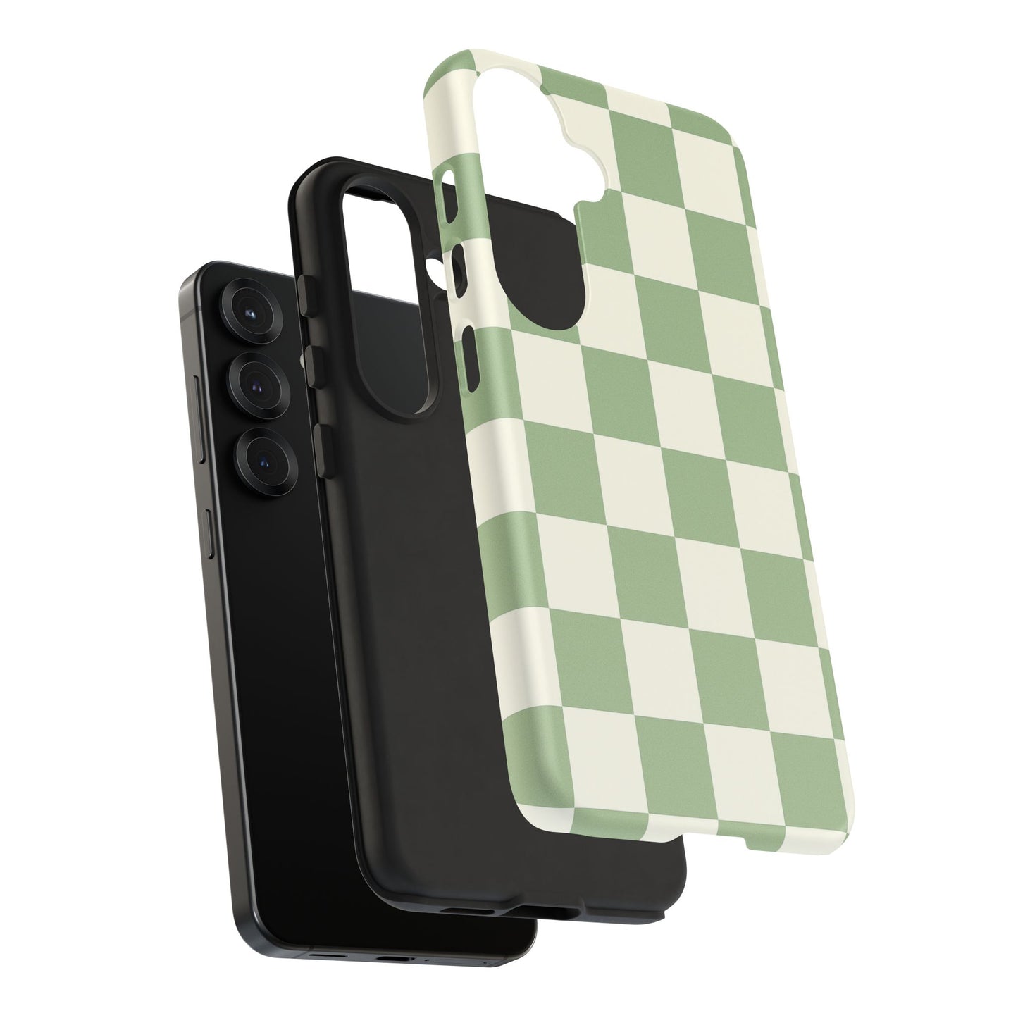 Sage Green Checkerboard Phone Case | Minimal Aesthetic Tough Case