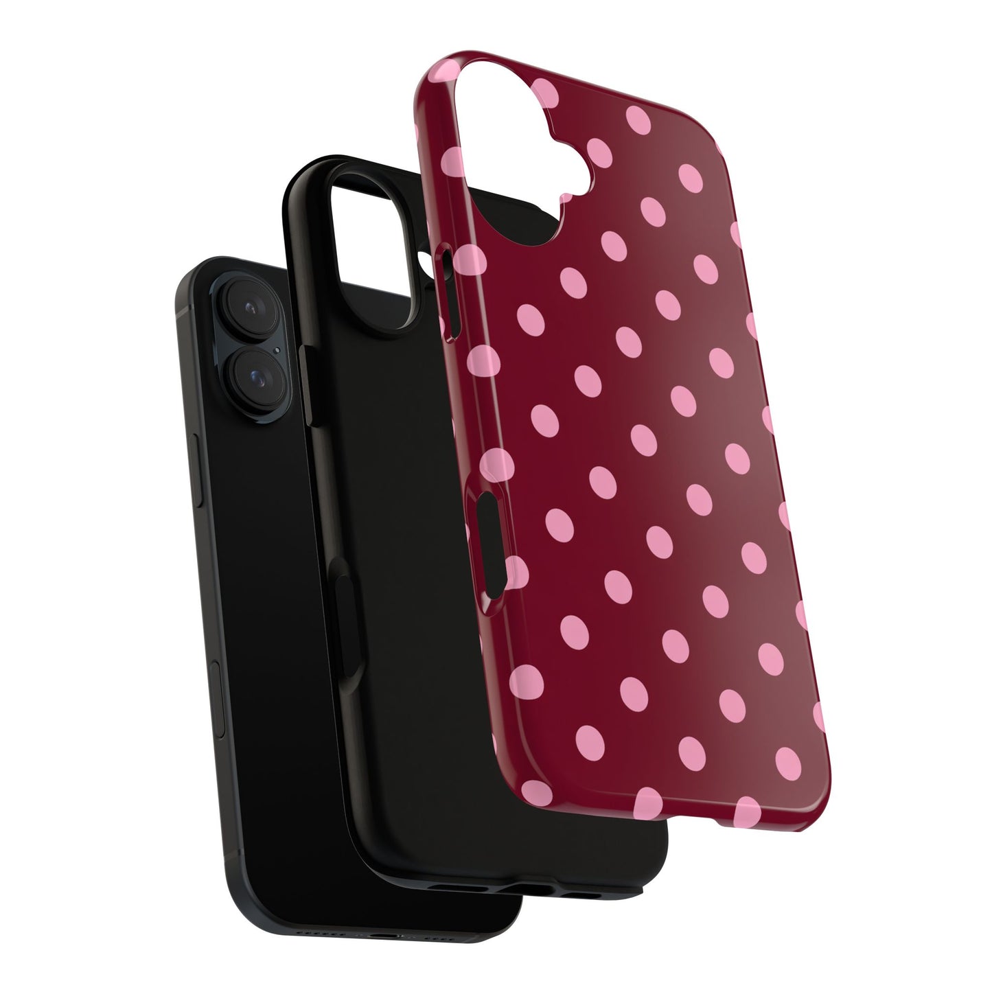 Pink Polka Dot Phone Case – Cute Aesthetic Tough Protective Phone Cover for Iphone, Samsung Galaxy and Pixel