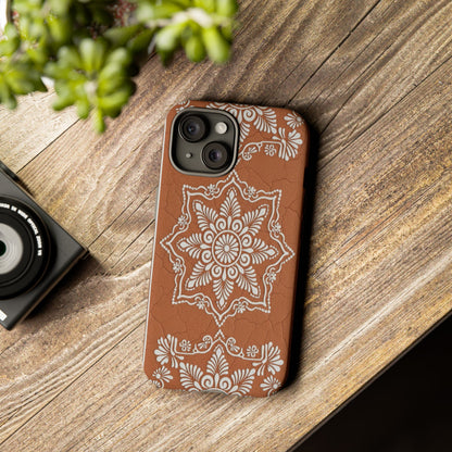 Talavera Terracotta Phone Case | Mexican Floral Pattern iPhone & Samsung Tough Case | Boho Clay Aesthetic Cover