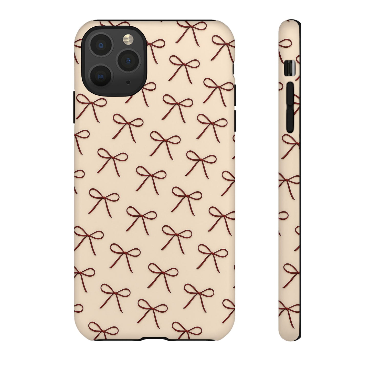 Coquette Bow Phone Case | Neutral Beige Aesthetic iPhone & Samsung Tough Case