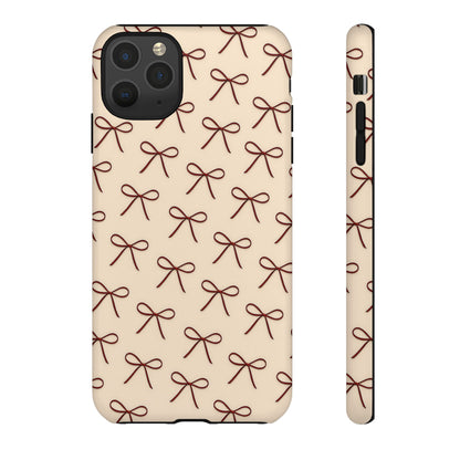 Coquette Bow Phone Case | Neutral Beige Aesthetic iPhone & Samsung Tough Case