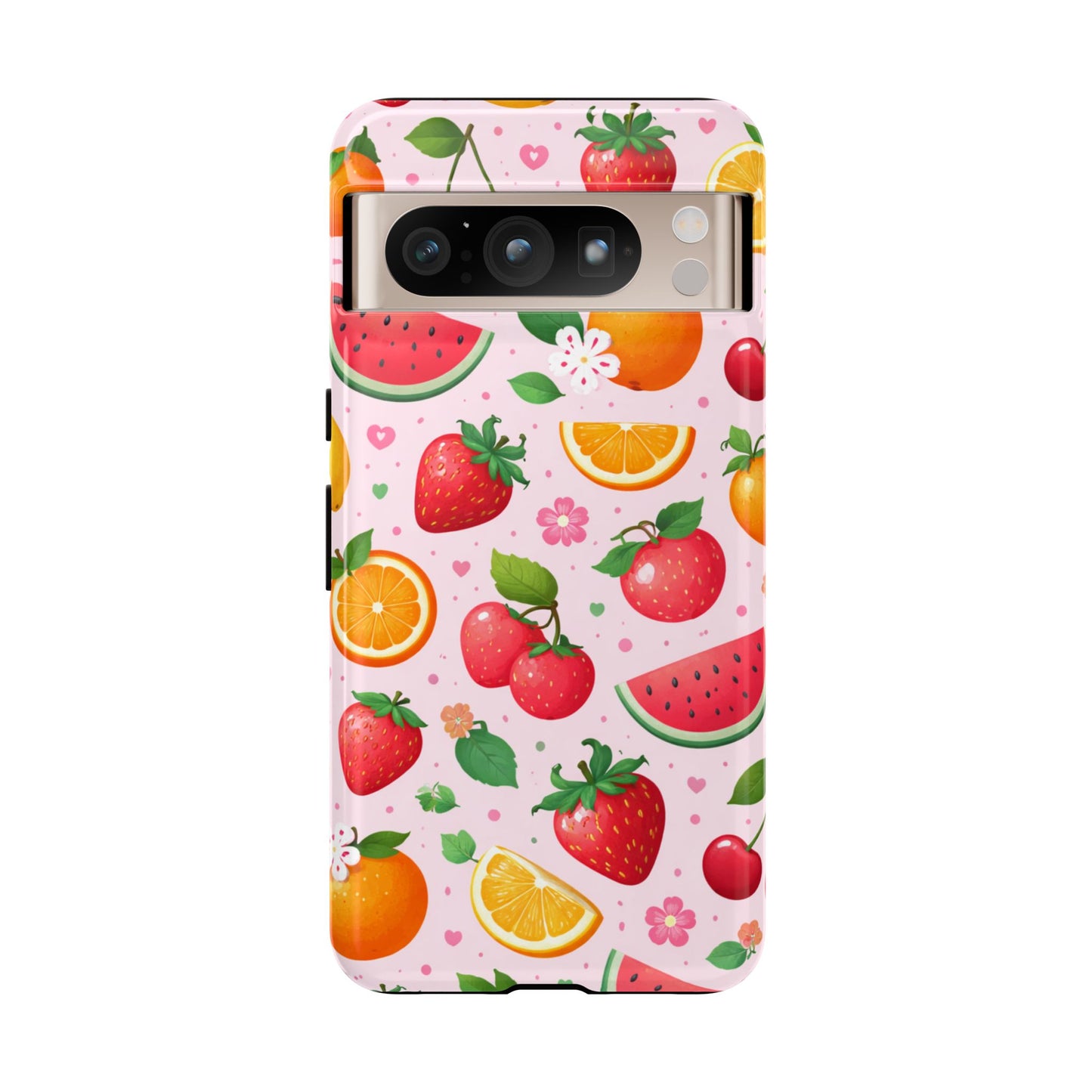 Fruit Phone Case – Tough Shockproof, Strawberry Cherry Citrus Summer Design for Iphone, Samsung Galaxy and Pixel