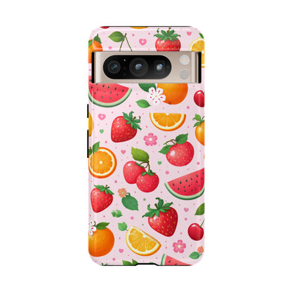 Fruit Phone Case – Tough Shockproof, Strawberry Cherry Citrus Summer Design for Iphone, Samsung Galaxy and Pixel