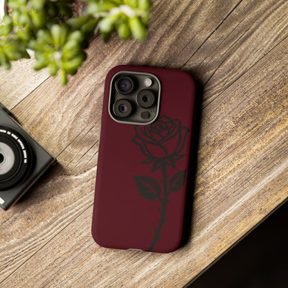 Black Rose Burgundy iPhone Case | Dark Aesthetic Shockproof Protective Cover