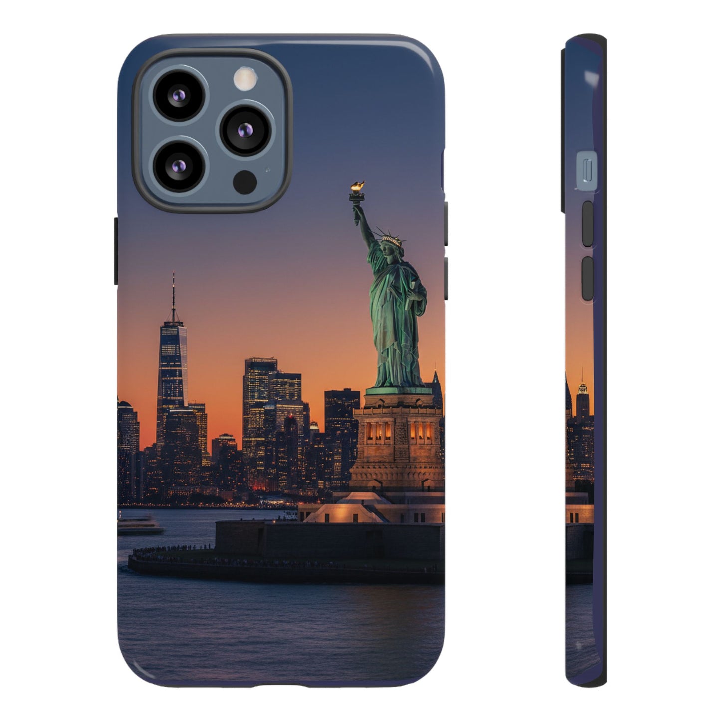 Statue of Liberty Sunset Phone Case – New York City Skyline Travel Aesthetic Tough Case