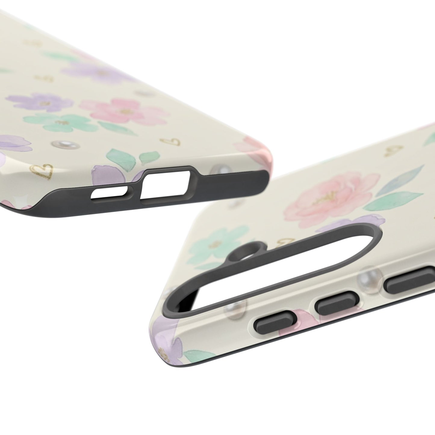 Pastel Floral Phone Case – Coquette Watercolor Flower Hearts Tough Case (iPhone, Samsung, Pixel)