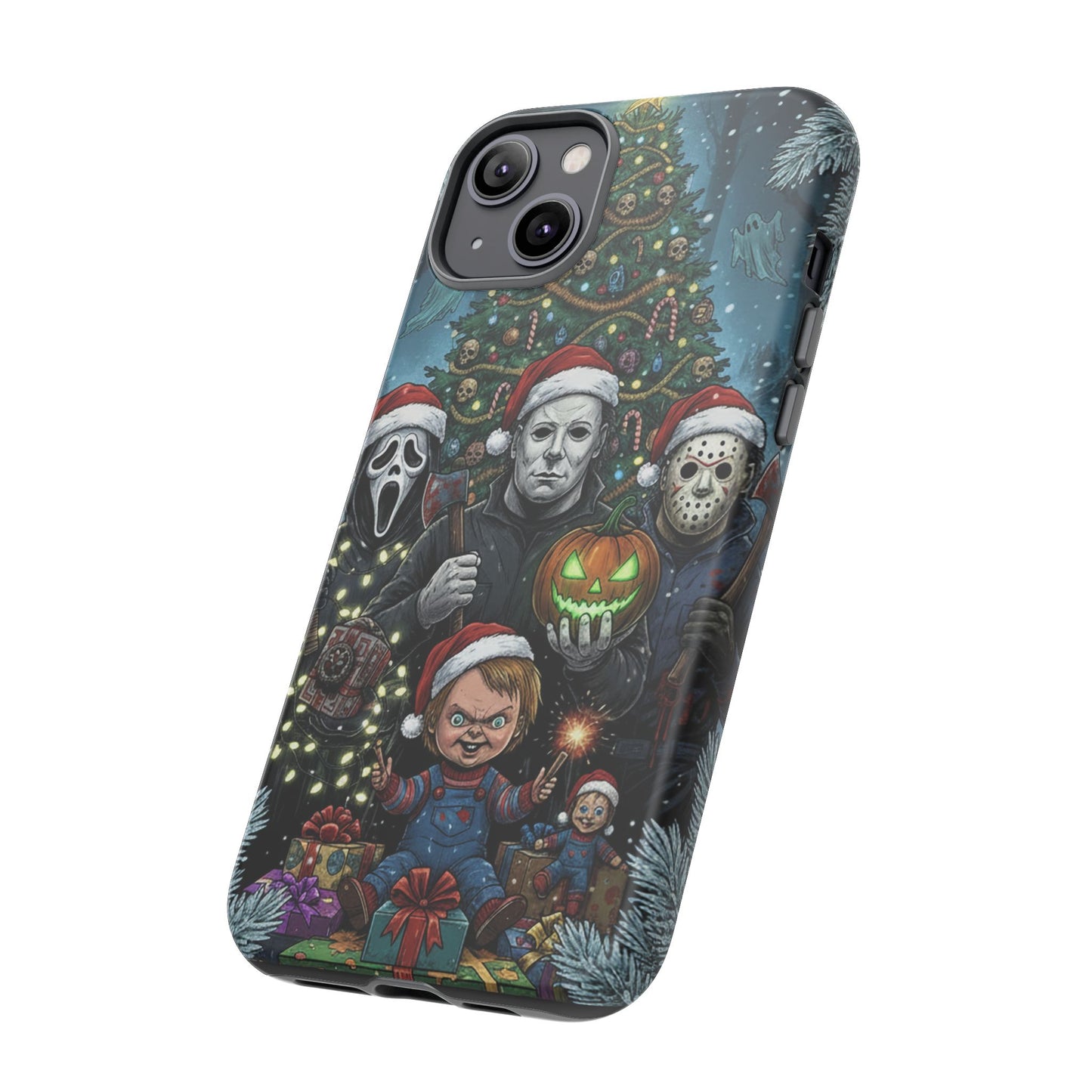 Christmas Horror Phone Case – Festive Slasher Collage Tough Case (iPhone, Samsung, Pixel)
