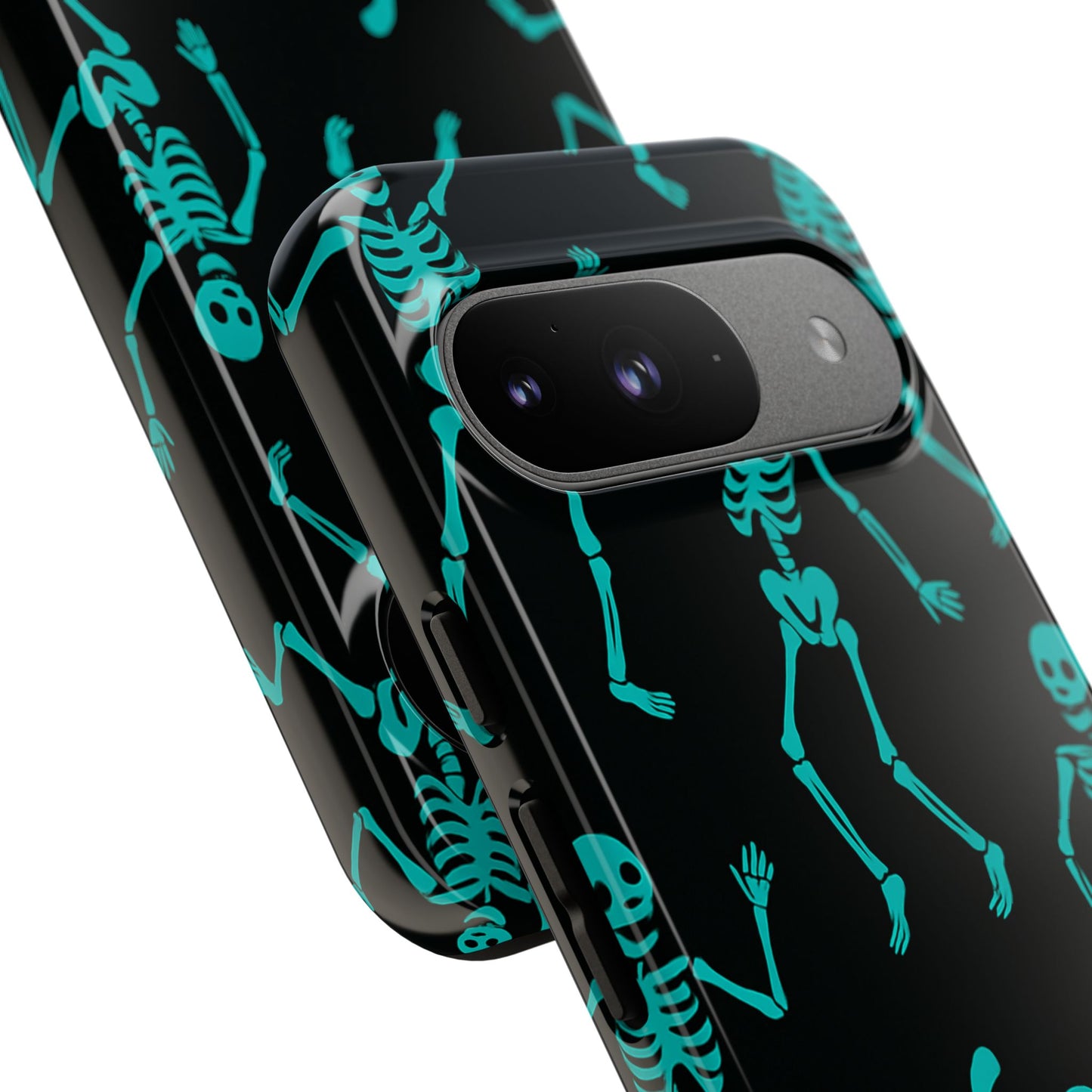 Dancing Teal Skeletons Phone Case | Tough Protective Case for Iphone, Samsung Galaxy and Pixel