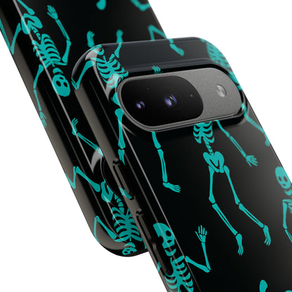Dancing Teal Skeletons Phone Case | Tough Protective Case for Iphone, Samsung Galaxy and Pixel