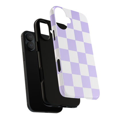 Lavender Checkerboard Phone Case | Pastel Aesthetic Checkered iPhone & Samsung Tough Case