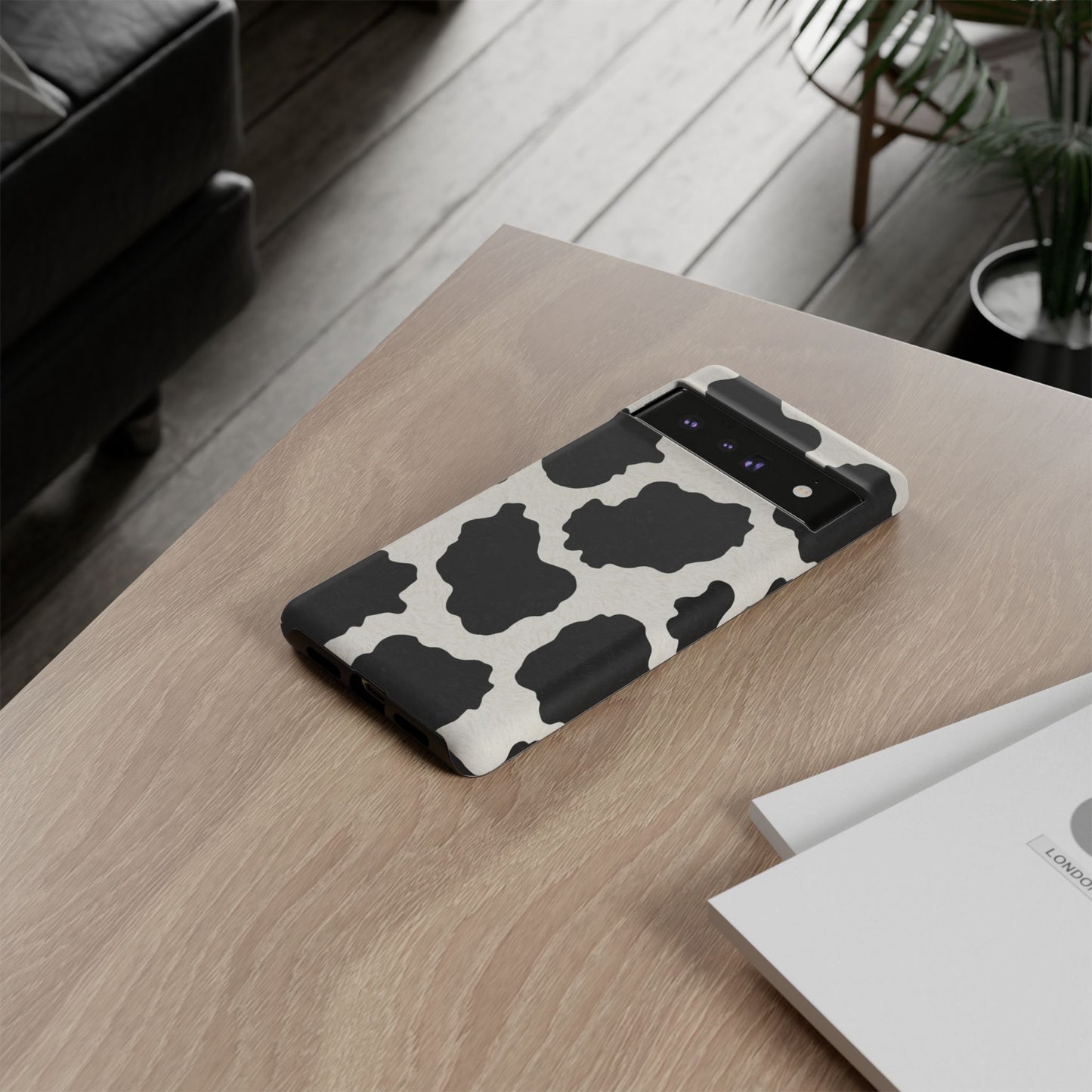 Black & White Cow Print Phone Case | Western Aesthetic iPhone & Samsung Tough Case
