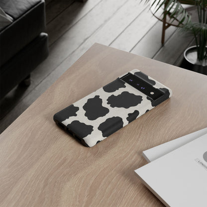 Black & White Cow Print Phone Case | Western Aesthetic iPhone & Samsung Tough Case