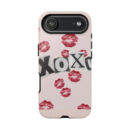 XOXO Kiss Print Phone Case | Coquette Valentine Aesthetic | Cute Pink Lipstick Kiss Tough Case for iPhone & Samsung