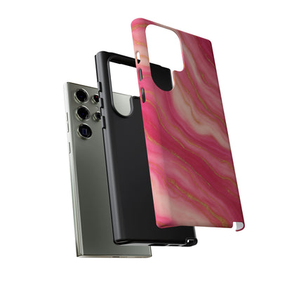 Pink Marble Phone Case | Rose Gold Swirl Aesthetic Tough Protective Case