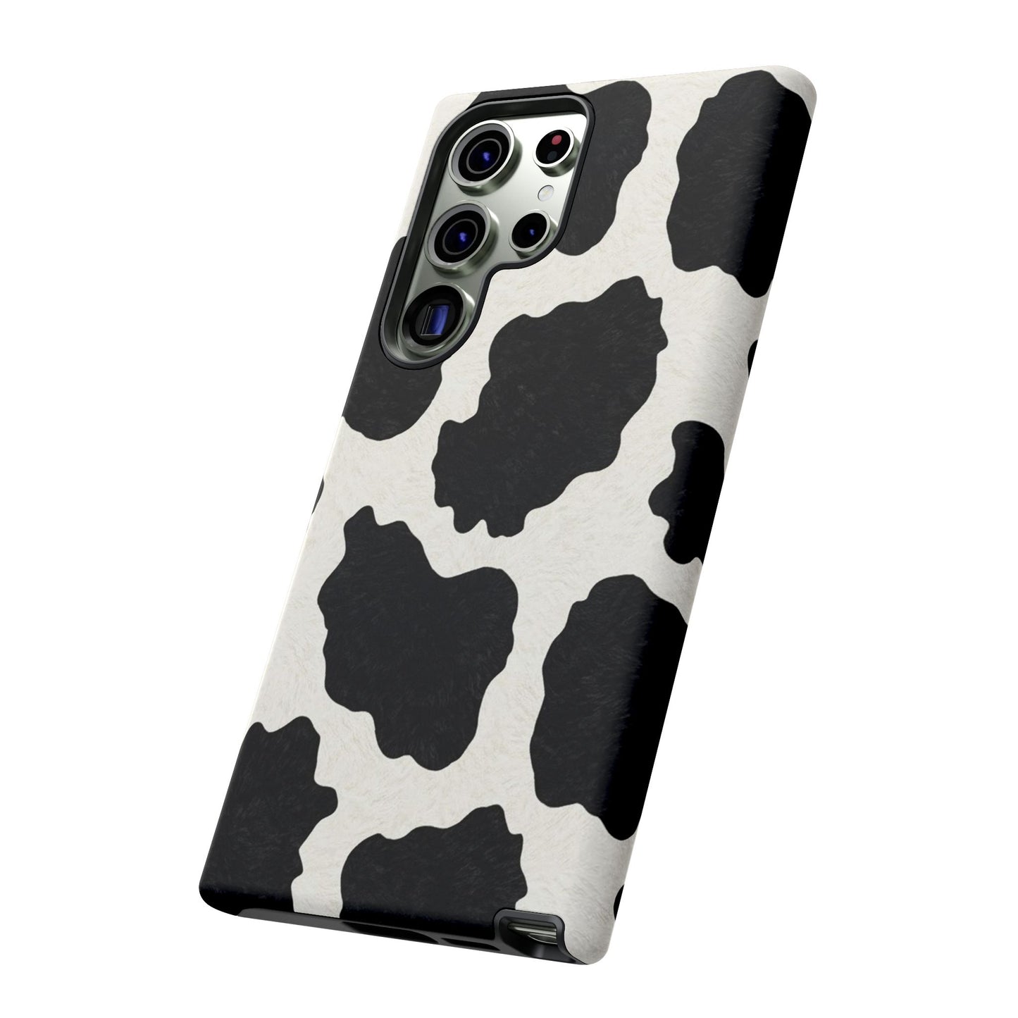 Black & White Cow Print Phone Case | Western Aesthetic iPhone & Samsung Tough Case