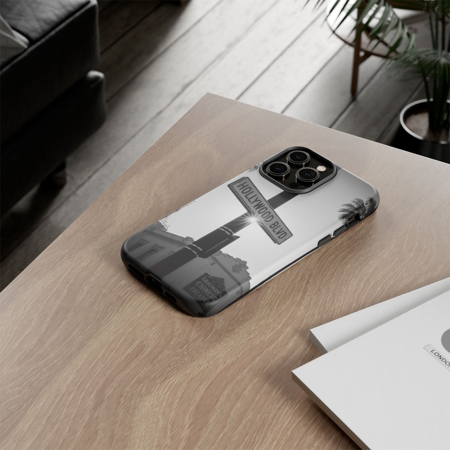 Hollywood Blvd Phone Case | Vintage Los Angeles Street Sign | Black & White LA Aesthetic