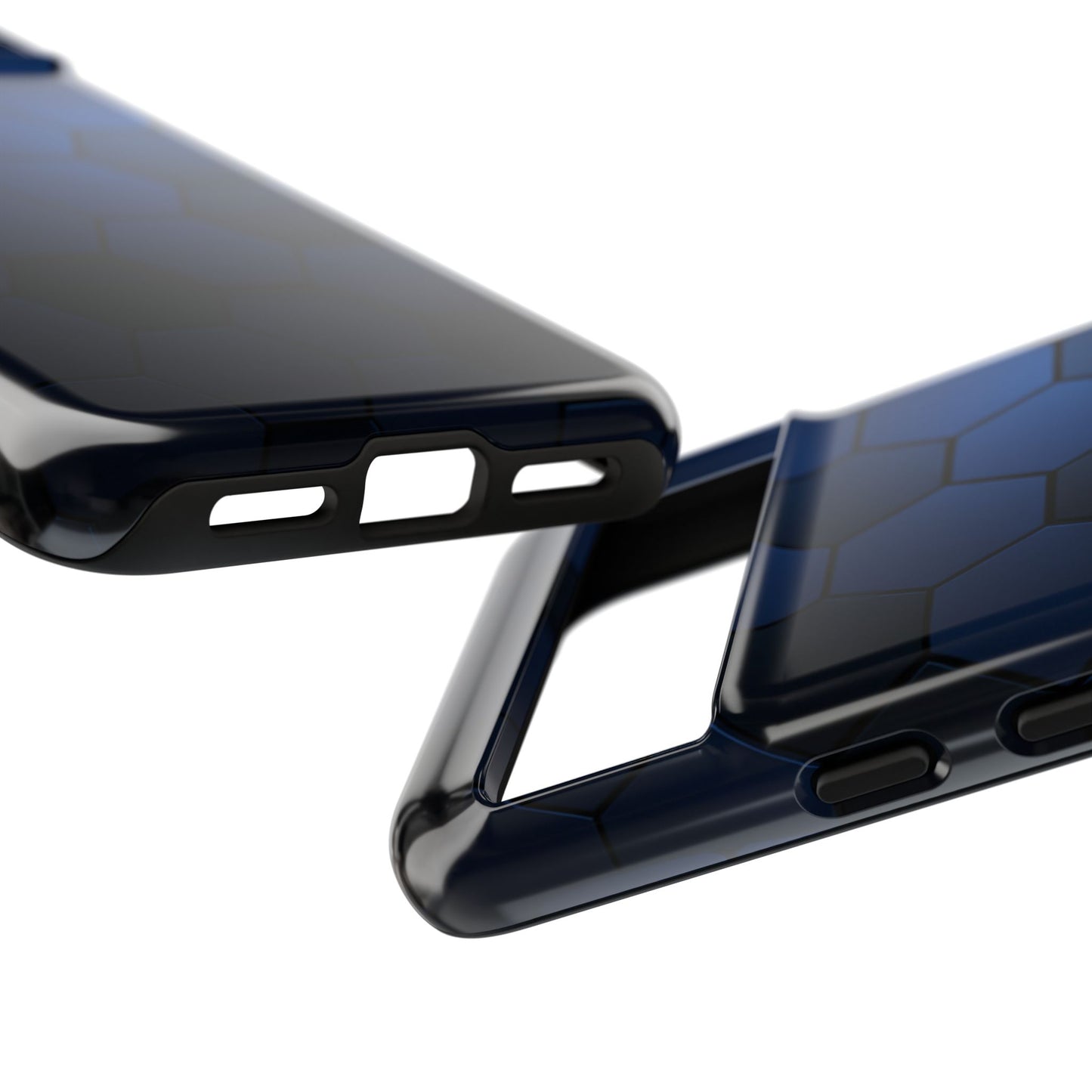 Blue Hexagon Gradient Phone Case | Honeycomb Geometric Tech Aesthetic | Minimalist Tough Case for iPhone & Samsung