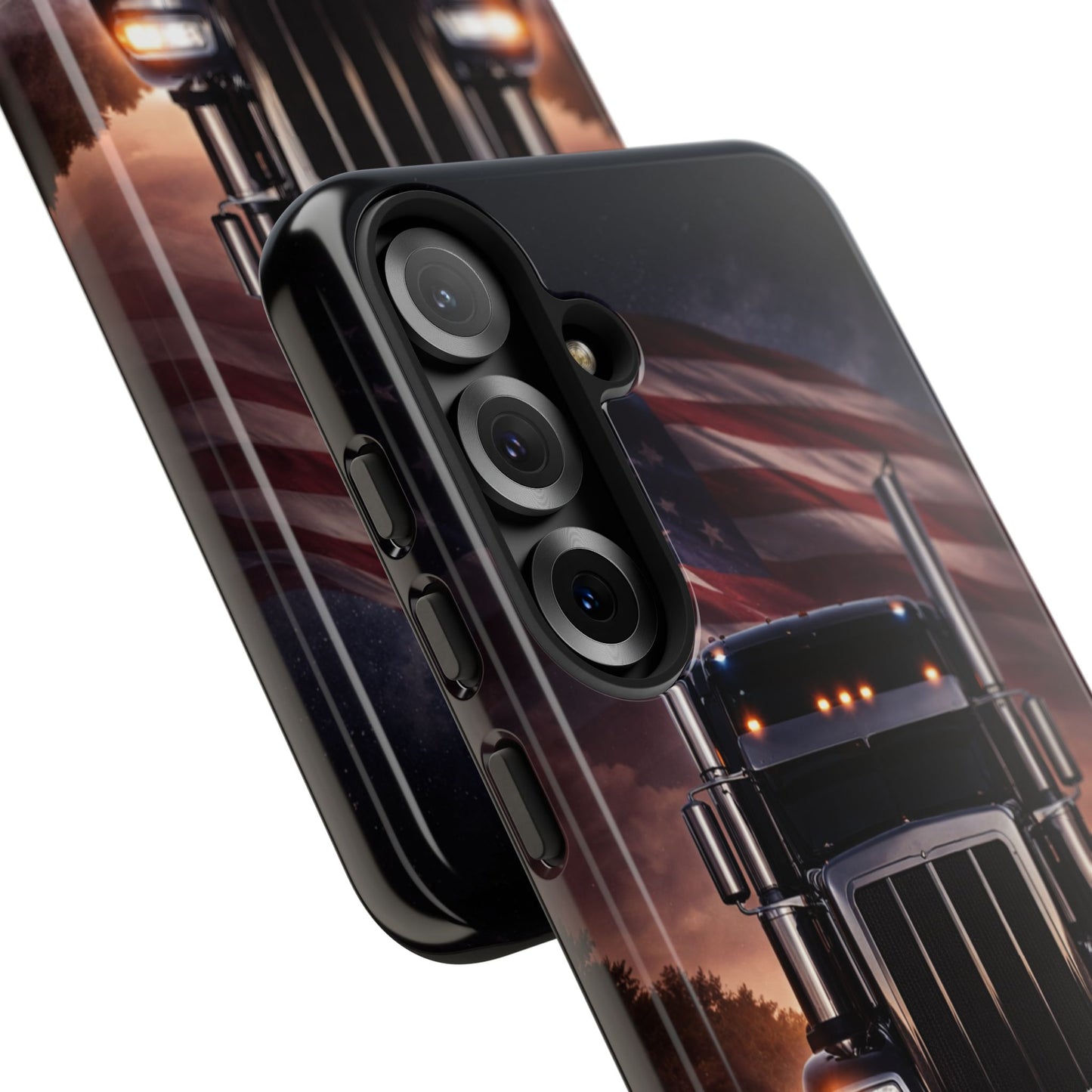 Semi Truck Phone Case American Flag Big Rig Trucker Gift iPhone Samsung