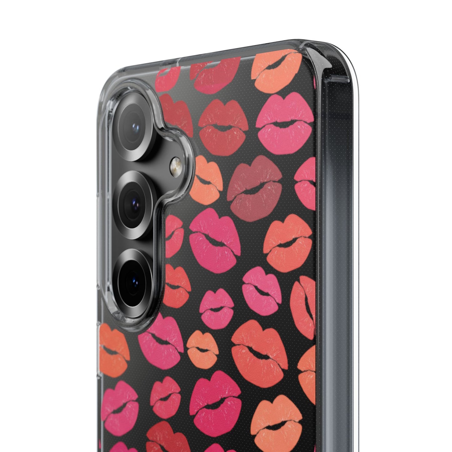 Kiss Print Clear Phone Case | Red Lip Pattern Impact-Resistant Case